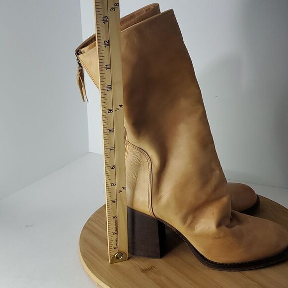 Free People Tan Elle Slouchy Leather Block Heel Boot Size 38 (7.5) - Picture 10 of 15